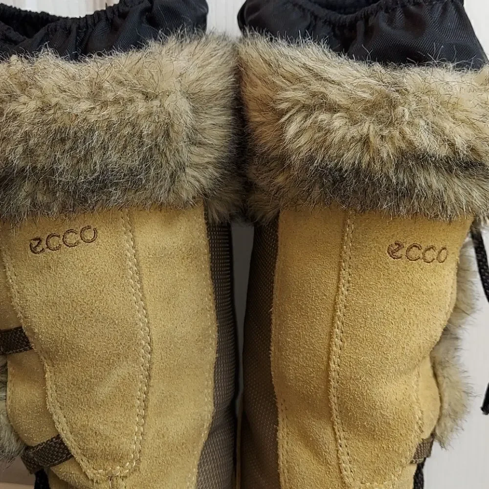 Ecco Gore-tex Fur Trim Sude Winter Boots Sz 35